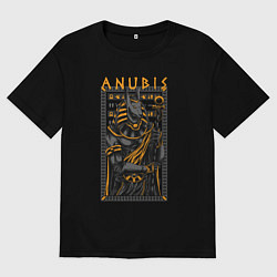 Футболка оверсайз мужская Анубис с головой шакала, цвет: черный