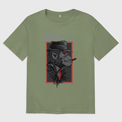 Футболка оверсайз мужская Обезьяна мафиози, цвет: авокадо