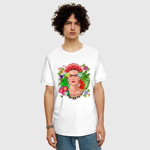 Мужская футболка оверсайз Фрида Кало Мексика Художник Феминист / Белый – фото 3