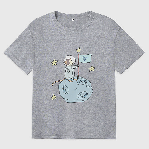 Мужская футболка оверсайз Мышь-космонавт / Меланж – фото 1