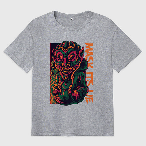 Мужская футболка оверсайз Ложь в маске / Меланж – фото 1