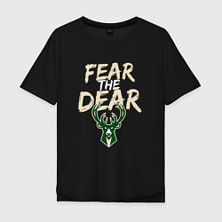 Футболка оверсайз мужская Milwaukee Bucks Fear the dear Милуоки Бакс, цвет: черный