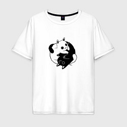 Мужская футболка оверсайз Yin Yang Black And White Cats