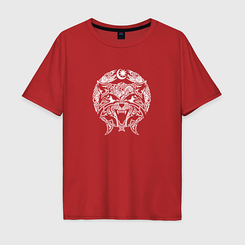 Мужская футболка оверсайз Wolves of Ragnarok / Красный – фото 1