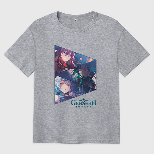 Мужская футболка оверсайз Ху Тао, Сяо, Гань Юй / Меланж – фото 1