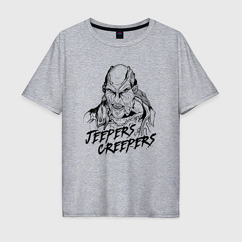 Мужская футболка оверсайз Line Jeepers Creepers / Меланж – фото 1