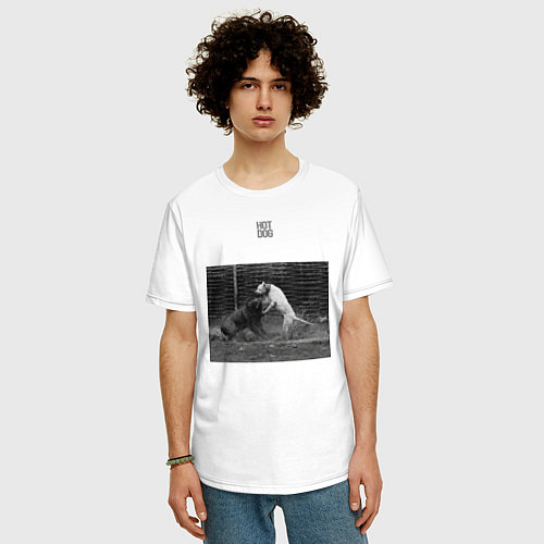 Мужская футболка оверсайз HOTDOG-SVORA / Белый – фото 3