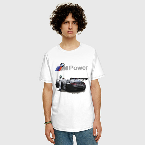 Мужская футболка оверсайз BMW Motorsport M Power Racing Team / Белый – фото 3