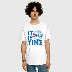 Футболка оверсайз мужская It Is Philadelphia 76ers Time Филадельфия Севенти, цвет: белый — фото 2