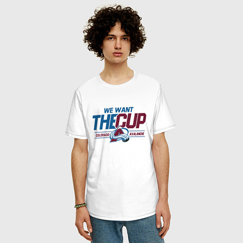 Мужская футболка оверсайз Colorado Avalanche we want the cup Колорадо Эвелан / Белый – фото 3
