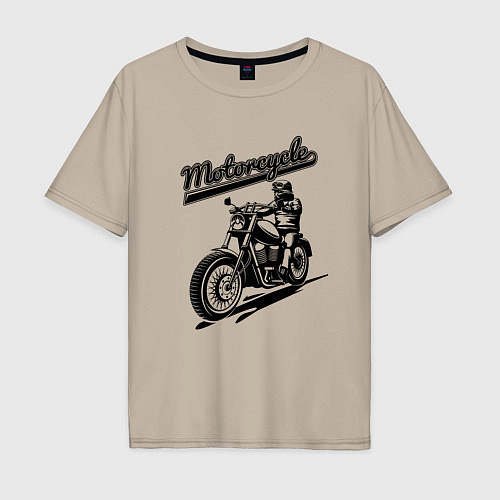 Мужская футболка оверсайз Motorcycle Cool rider / Миндальный – фото 1