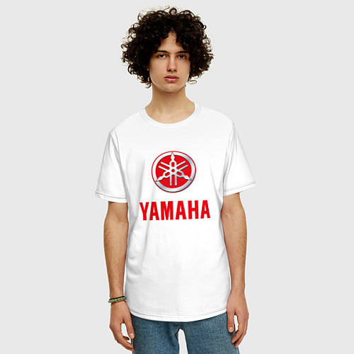 Мужская футболка оверсайз Yamaha Логотип Ямаха / Белый – фото 3
