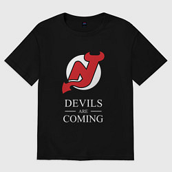 Футболка оверсайз мужская New Jersey Devils are coming Нью Джерси Девилз, цвет: черный