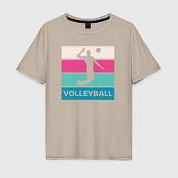 Футболка оверсайз мужская Volleyball Play, цвет: миндальный