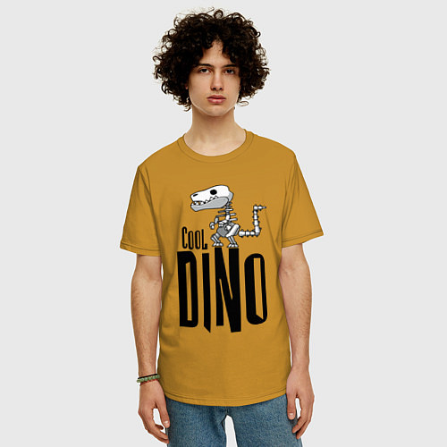 Мужская футболка оверсайз Cool Dino! / Горчичный – фото 3
