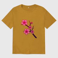 Футболка оверсайз мужская Священная сакура, цвет: горчичный