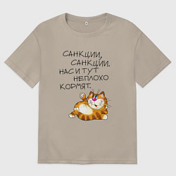 Футболка оверсайз мужская Нас и тут неплохо кормят, цвет: миндальный