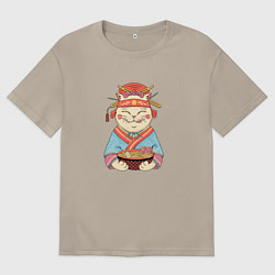 Футболка оверсайз мужская Geisha Neko Ramen, цвет: миндальный