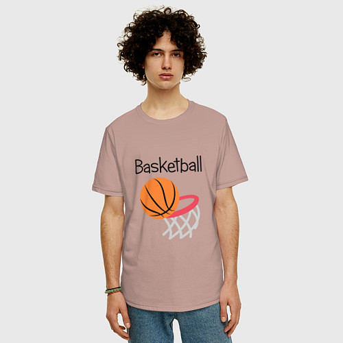 Мужская футболка оверсайз Game Basketball / Пыльно-розовый – фото 3