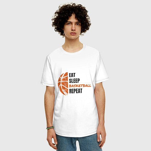 Мужская футболка оверсайз День Баскетбола / Белый – фото 3