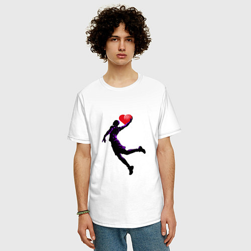 Мужская футболка оверсайз Сердце Баскетболиста / Белый – фото 3