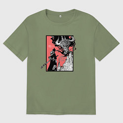 Футболка оверсайз мужская Луффи против Кайдо One Piece, цвет: авокадо