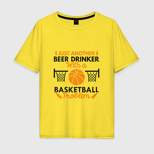 Мужская футболка оверсайз Basketball & Beer / Желтый – фото 1