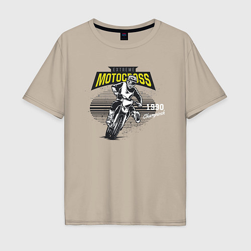 Мужская футболка оверсайз Motocross Мотокросс / Миндальный – фото 1