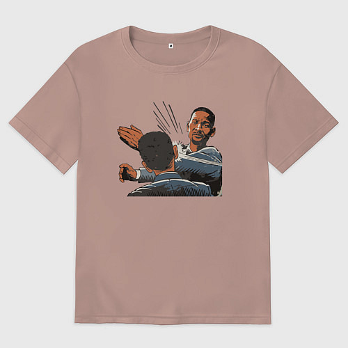 Мужская футболка оверсайз ШЛЁП! / Пыльно-розовый – фото 1