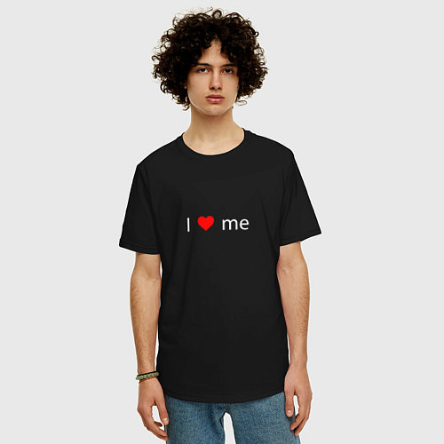 Мужская футболка оверсайз I love me / Черный – фото 3