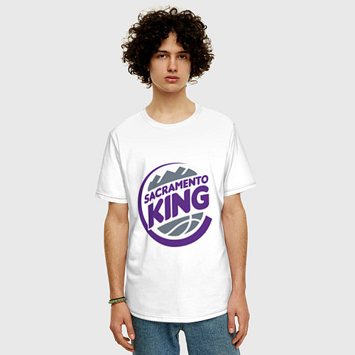 Мужская футболка оверсайз Sacramento King / Белый – фото 3