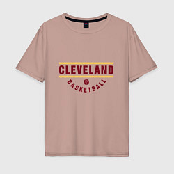 Футболка оверсайз мужская Cleveland - Basketball, цвет: пыльно-розовый