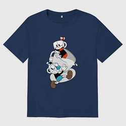Футболка оверсайз мужская Чашки Cuphead, цвет: тёмно-синий