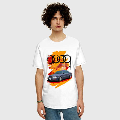 Мужская футболка оверсайз Audi V8 D11 / Белый – фото 3
