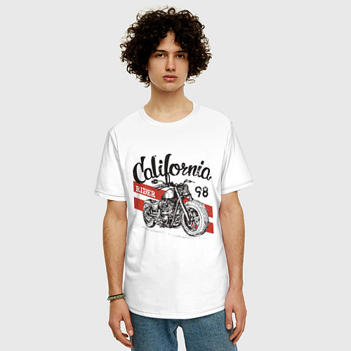 Мужская футболка оверсайз California Rider Motorcycle Races / Белый – фото 3