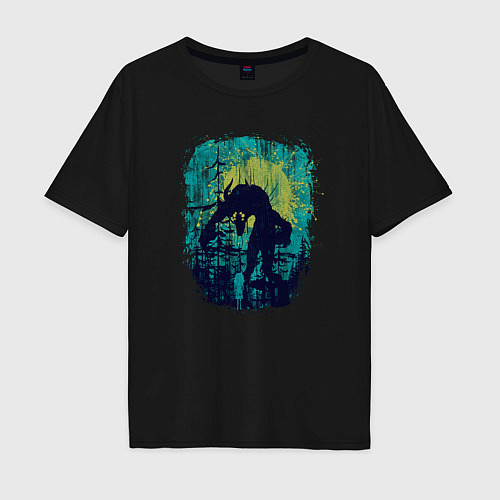 Мужская футболка оверсайз Лесные Инопланетяне / Черный – фото 1