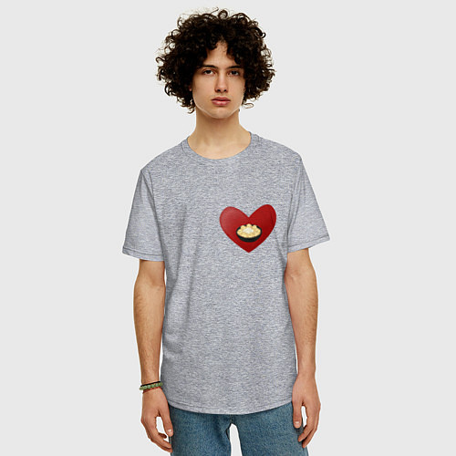 Мужская футболка оверсайз Пельмени в моем сердце / Меланж – фото 3
