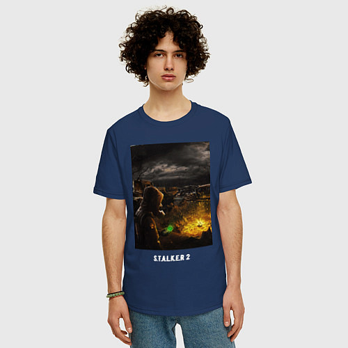 Мужская футболка оверсайз Сталкер и Артефакт / Тёмно-синий – фото 3