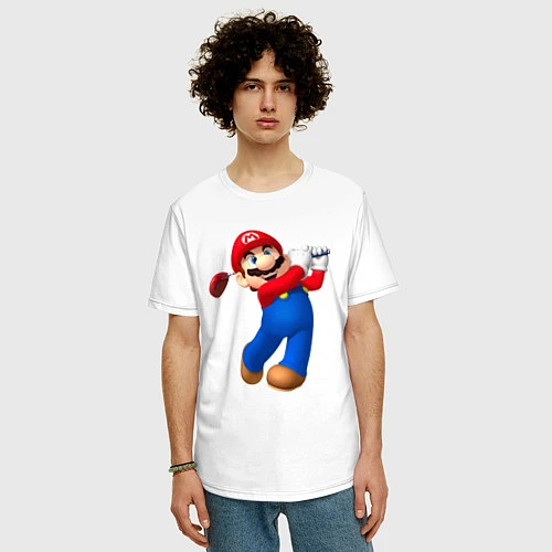 Мужская футболка оверсайз Марио - крутейший гольфист Super Mario / Белый – фото 3