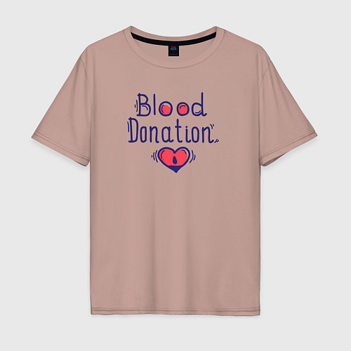 Мужская футболка оверсайз Blood Donation / Пыльно-розовый – фото 1