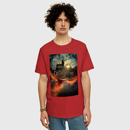 Мужская футболка оверсайз Фантастические твари: Тайны Дамблдора / Красный – фото 3