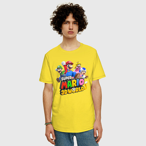 Мужская футболка оверсайз Герои Super Mario 3D World Nintendo / Желтый – фото 3
