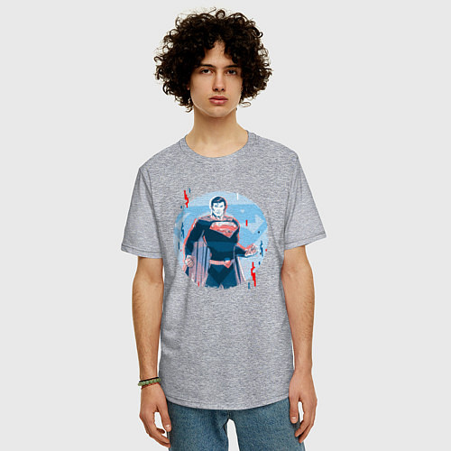 Мужская футболка оверсайз Фигура Супермена / Меланж – фото 3