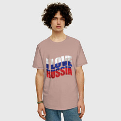 Футболка оверсайз мужская Love - Russia, цвет: пыльно-розовый — фото 2