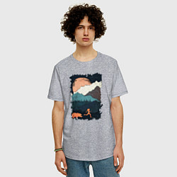 Футболка оверсайз мужская Бег с Медведем, цвет: меланж — фото 2