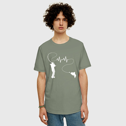 Мужская футболка оверсайз Сердцебиение рыбалки / Авокадо – фото 3