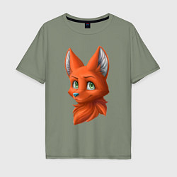 Футболка оверсайз мужская Милая лисичка Cute fox, цвет: авокадо