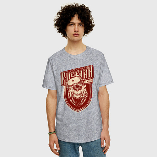 Мужская футболка оверсайз Russia - Медведь / Меланж – фото 3