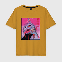 Футболка оверсайз мужская Ева 02 Neon Evangelion, цвет: горчичный