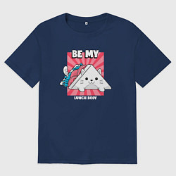 Футболка оверсайз мужская Кот - сэндвич, цвет: тёмно-синий